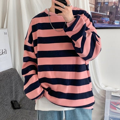 xiangtuibao Spring Men Classic Striped Hoodies Mens Hip Hop Streetwear Sweatshirt Male Casual Trend Cotton Pullover M-XXL