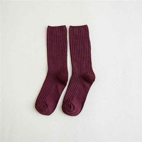 xiangtuibao CHAOZHU Japanese Classic Lolita Women Girls Loose Double Needle Combed Cotton Knitting Daily Rib Basic Socks 4 Seasons Fit Soft