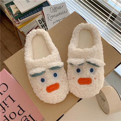 Kawaii Shoes Cartoon Slippers for Home Warm Soft Winter Comfortable Fur Slides for Women's Flip Flops