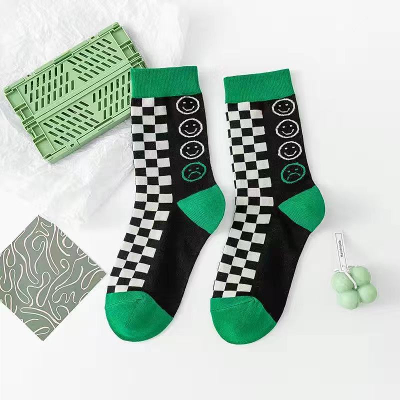 xiangtuibao Women Socks Autumn New Socks Fashion Lattice Cotton Preppy Style Happy Casual Deodorant Socks Female Socks High Quality Fashion