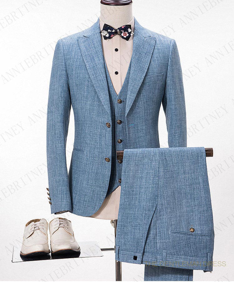 xiangtuibao Summer Beach Linen Male Suit For Wedding 3 Piece Casual Men Blazer Costume Homme Light Beige Terno Masculino Custom Made