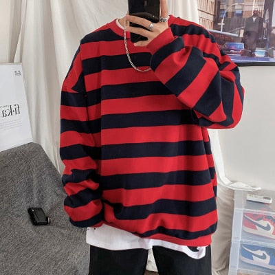 xiangtuibao Spring Men Classic Striped Hoodies Mens Hip Hop Streetwear Sweatshirt Male Casual Trend Cotton Pullover M-XXL