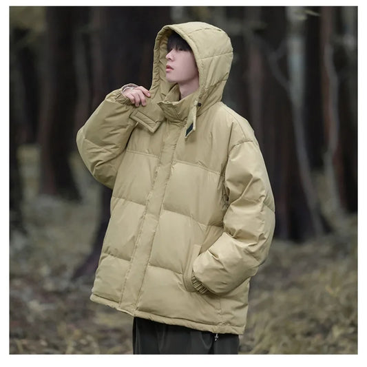 xiangtuibao High Quality Hooded Down Jacket Men Down Coat Thick Warm Puffer Jacket Zipper Couple Clothing Long Sleeve Branded Men's Clothes