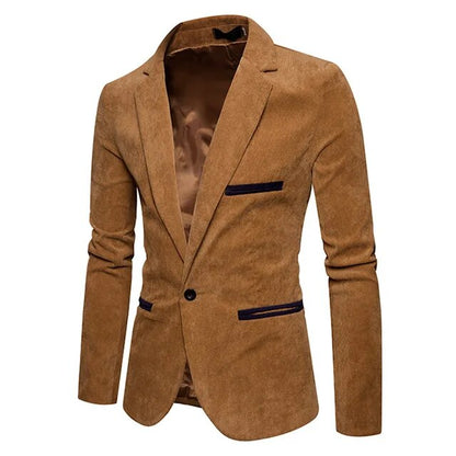 xiangtuibao Men Corduroy Suits Jackets Male Smart Casual Dress Suits High Quality Blazers Slim Single-breasted Suits Jackets and Coats 3XL