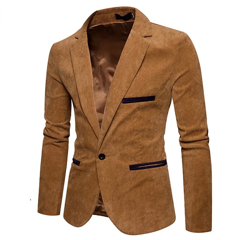 xiangtuibao Men Corduroy Suits Jackets Male Smart Casual Dress Suits High Quality Blazers Slim Single-breasted Suits Jackets and Coats 3XL