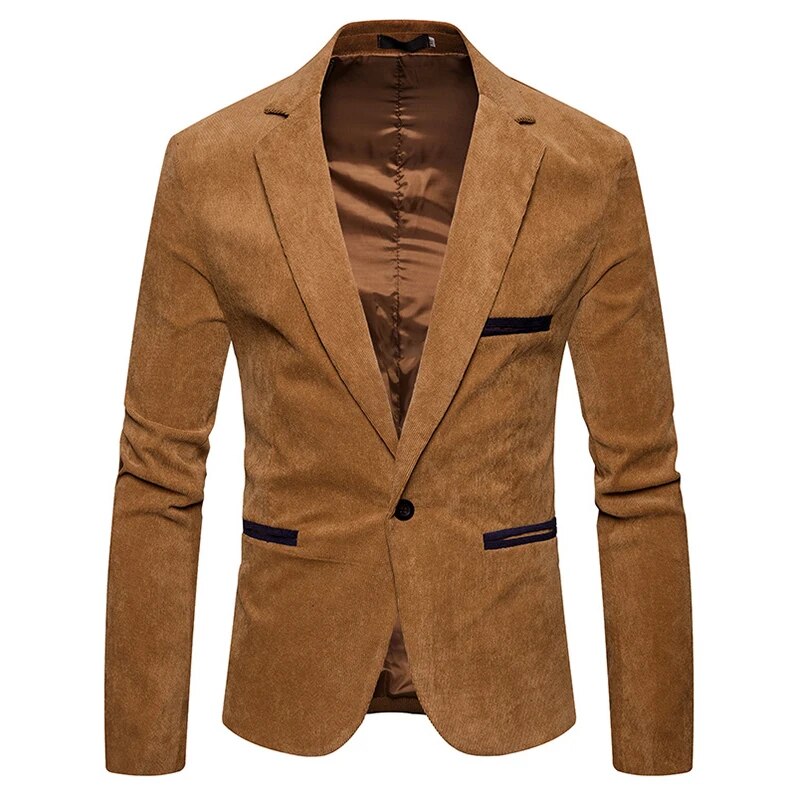 xiangtuibao Men Corduroy Suits Jackets Male Smart Casual Dress Suits High Quality Blazers Slim Single-breasted Suits Jackets and Coats 3XL