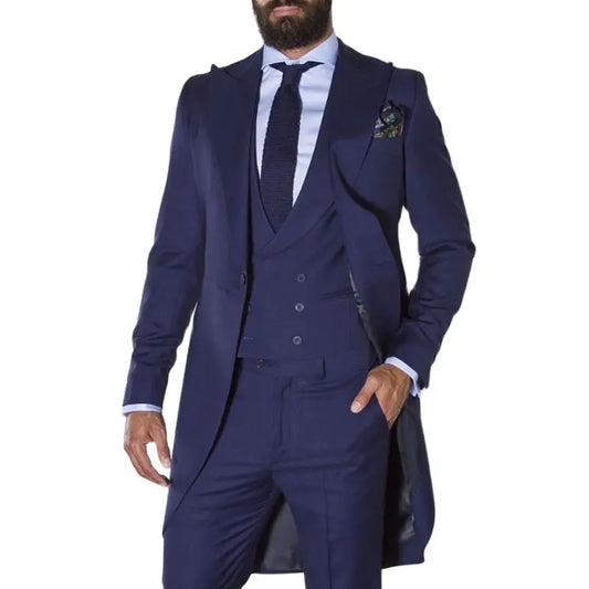 xiangtuibao Men Suits 3 Pieces For Wedding Custom Made Groom Long Male Fashion Blazer Jacket Vest Pants Groomsmen Costume Terno Slim