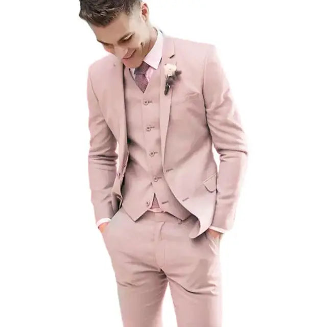 xiangtuibao Men Suits 3 Pieces Set Fashion Wedding Tuxedos Notched Lapel Groom Formal Wear Slim Fit Blazer Jacket Vest With Pants