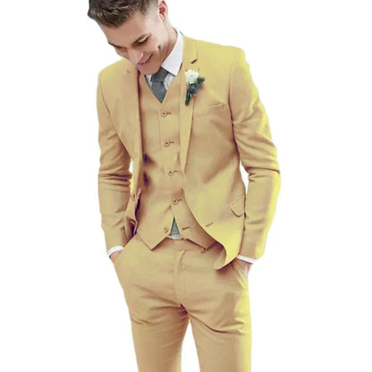 xiangtuibao Men Suits 3 Pieces Set Fashion Wedding Tuxedos Notched Lapel Groom Formal Wear Slim Fit Blazer Jacket Vest With Pants