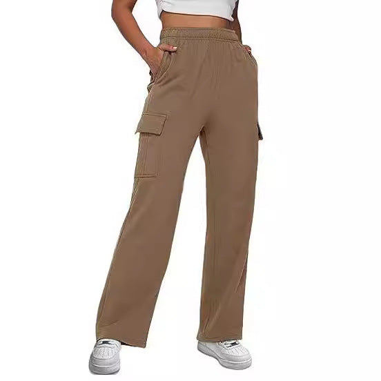 xiangtuibao New Long Loose Pants Casual Sports High Waist Tooling Pants Slimming and Straight Wide Leg Pants for Women