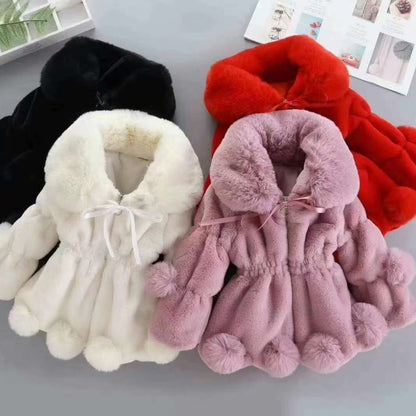 New plush warm winter thickened soft imitation rabbit hair girls small and medium children's hair sweater 2023  explosion