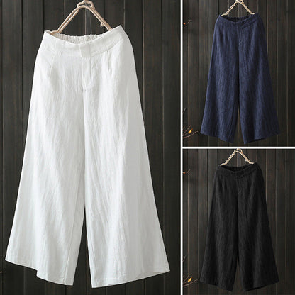 XIANGTUIBAO  Cross-Border EBay  Foreign Trade Casual Simple Cotton Pants Women's Loose Cropped Wide-Leg Pants