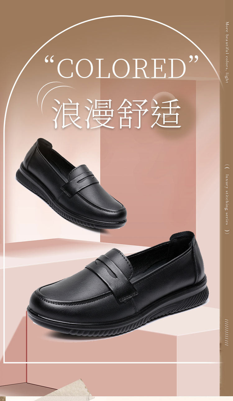 XIANGTUIBAO  New Casual round Head Soft Bottom Women's Leather Shoes Comfortable Versatile Cowhide Mothers' Shoes Factory Direct Sales One Piece Dropshipping