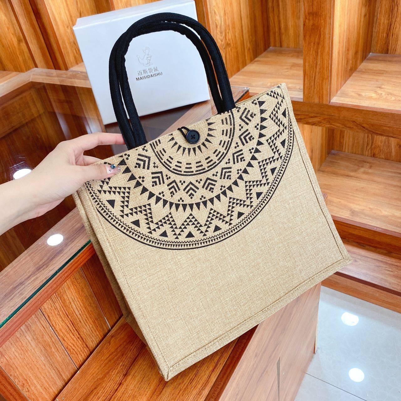 XIANGTUIBAO In Stock Large Capacity Linen Women's Bag Fashion Linen Handbag Student Class Simple Shoulder Tote Bag