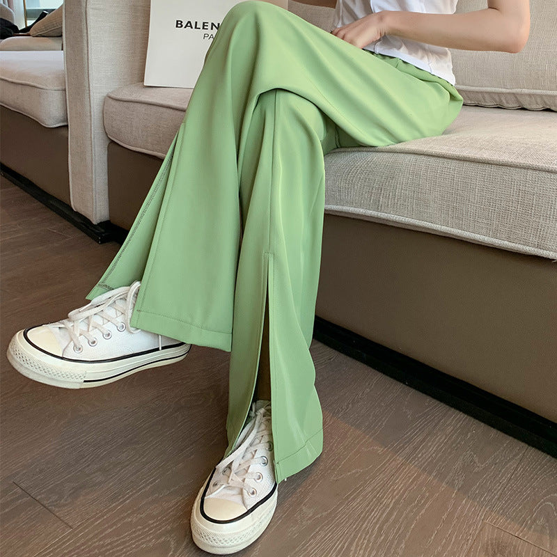 xiangtuibao Front Slit Pants for Women Spring and Summer Women's Clothing  New High Waist Straight Mop Suit Pants Draping Effect Trousers for Women