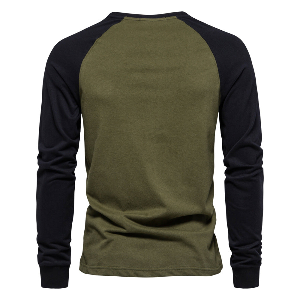 XIANGTUIBAO 2025 Popularan size shoulder sleeve men's bottoming shirt New long-sleeved splicing T-shirt men's Popular trade casual men's cotton T-shirt