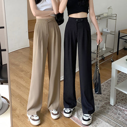 xiangtuibao Suit Pants Wide-Leg Pants Women's Summer High Waist Drooping Slimming Versatile Casual Loose Mop Thin Straight Suit Pants