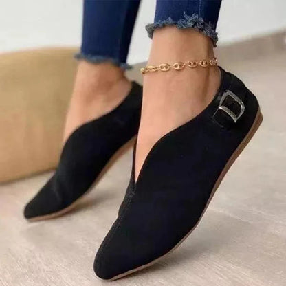 XIANGTUIBAO  Cross-Border  European and American Style New Hasp V Cut Casual Pumps Fashion plus Size 35-43 Foreign Trade Women's Shoes