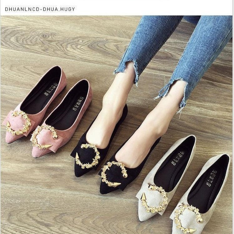 XIANGTUIBAO  Pumps Women's  Spring and Summer New Korean Style Shallow Mouth Pointed Flat Shoes Women's Soft Bottom Slip-on Lofter Women's Shoes