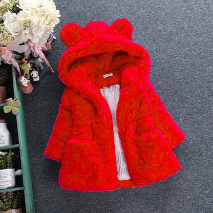 New plush warm winter thickened soft imitation rabbit hair girls small and medium children's hair sweater 2023  explosion