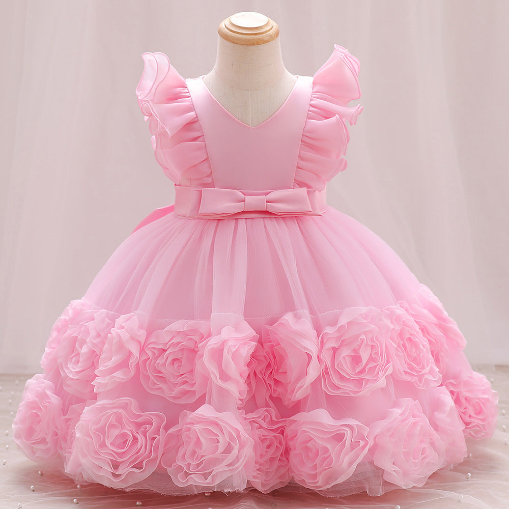 Xiangtuibao Children's Dress Princess Dress Summer Dress Western Style Girl Mesh Bubble Skirt Piano Instrumental Performance Suit Baby Girl Dress Summer