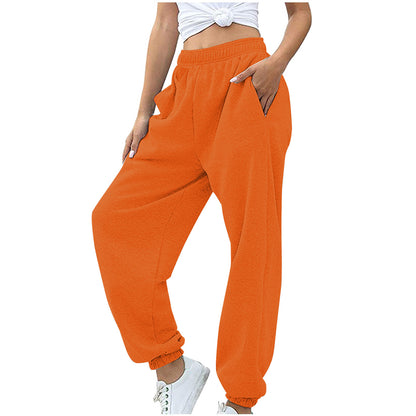 xiangtuibao Elastic-Waist High Waist Wide-Leg Cropped Pants for Women HOT and NEW Cross Border Autumn and Winter New Loose plus Size Casual Pants