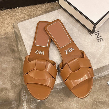 XIANGTUIBAO  Socialite Style Women's Sandals  New Za Letter Leather Flip-Flops Summer Outdoor Wet Beach Sandals