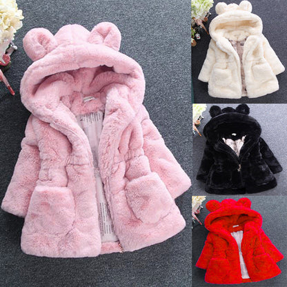 New plush warm winter thickened soft imitation rabbit hair girls small and medium children's hair sweater 2023  explosion