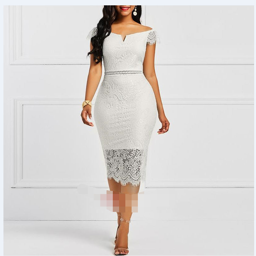 Factory in Stock Wholesale European and American  Popular Lace Dress New Small Man Sexy Hip Skirt