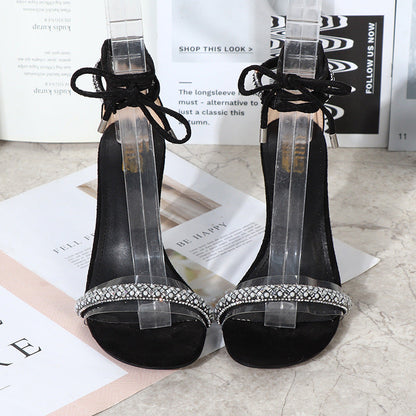 New Summer Fashion Pumps Design Cross Strap Rhinestones For Women Sandals Stiletto High Heels Ladies Sandals Open Toe Shoes