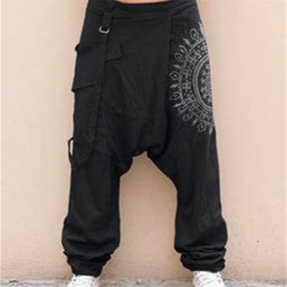 xiangtuibao Cross-Border Foreign Trade  Popular HOTan and NEWn Women's Clothing Printed Casual Drop Crotch Harem Pants