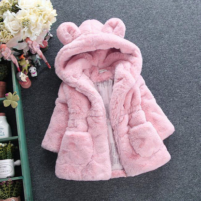 New plush warm winter thickened soft imitation rabbit hair girls small and medium children's hair sweater 2023  explosion