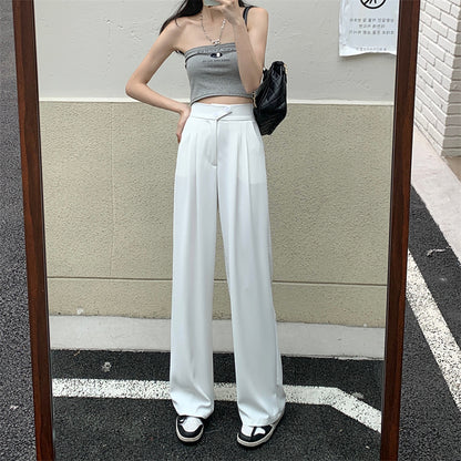 xiangtuibao Suit Pants Wide-Leg Pants Women's Summer High Waist Drooping Slimming Versatile Casual Loose Mop Thin Straight Suit Pants