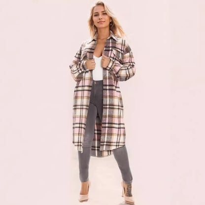 XIANGTUIBAO 2025Fashion Plaid Printed Jacket - Fashion Button Front with Streamlined Design - Premium Women's Fashion Style Outside