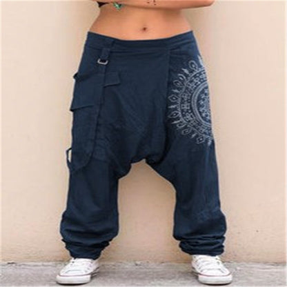 xiangtuibao Cross-Border Foreign Trade  Popular HOTan and NEWn Women's Clothing Printed Casual Drop Crotch Harem Pants