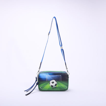 XIANGTUIBAO 2025 New bag women's fashion New style football printing small square bag cat cat double zipper camera bag Popular style messenger bag