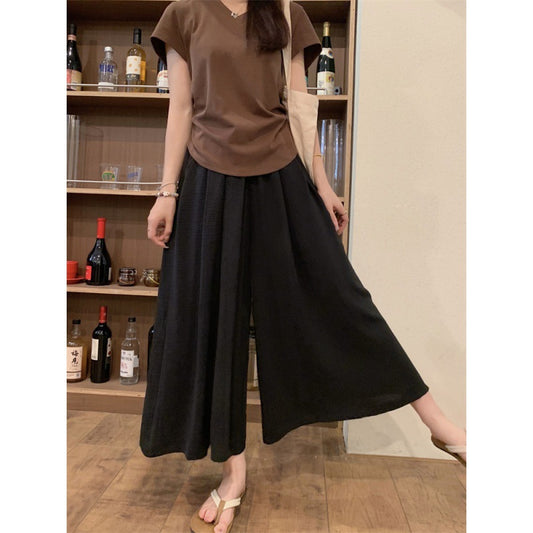 xiangtuibao Cross-Border Supply plus Size Thin Pantskirt for Women Summer High Waist Loose Drooping Casual Wide Leg Skort