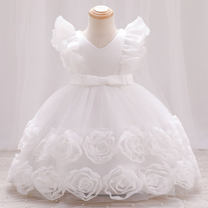 Xiangtuibao Children's Dress Princess Dress Summer Dress Western Style Girl Mesh Bubble Skirt Piano Instrumental Performance Suit Baby Girl Dress Summer