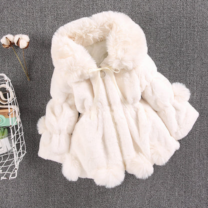 New plush warm winter thickened soft imitation rabbit hair girls small and medium children's hair sweater 2023  explosion