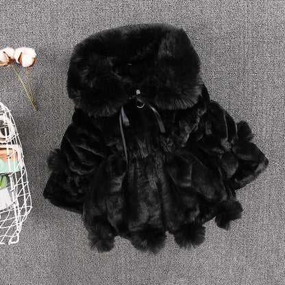 New plush warm winter thickened soft imitation rabbit hair girls small and medium children's hair sweater 2023  explosion