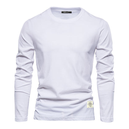 XIANGTUIBAO 2025 Men's long-sleeved new solid color T-shirt trendy casual sports wear round neck cotton bottoming shirt top wholesale