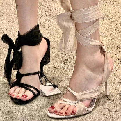 XIANGTUIBAO Xiaohongshu Push Fairy Style Strap Internet Celebrity Open Toe High Heel Sandals Women's Summer High Heels Outdoor  Sandals Sandals