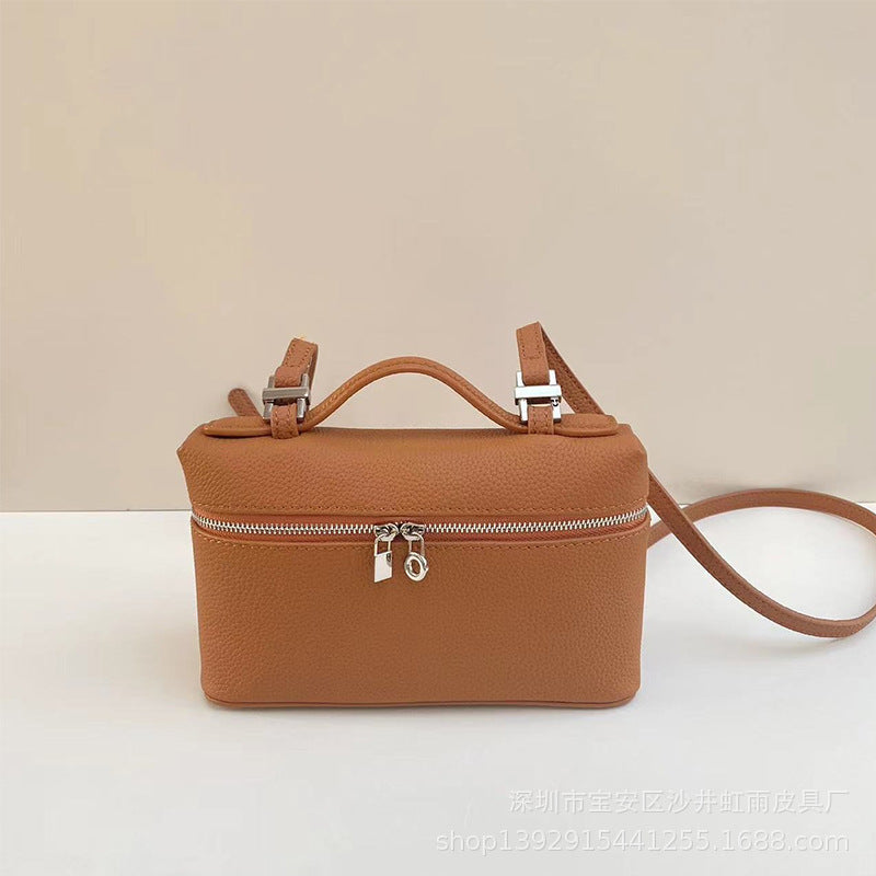 XIANGTUIBAO Lp19 Genuine Leather Women's Bag All-Matching Graceful Lunch Box Bag Gigi Same Shoulder Crossbody Handbag Lychee Pattern Cosmetic Bag