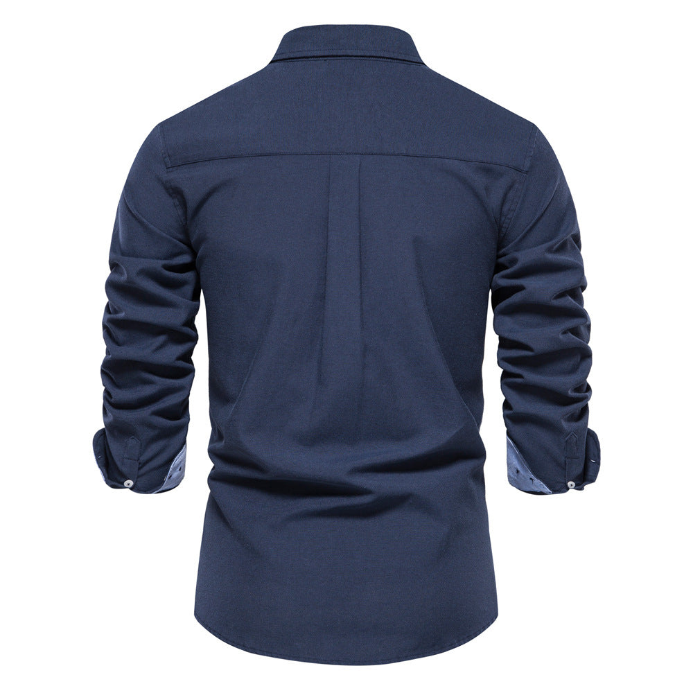 XIANGTUIBAO 2025 popular autumn new New Popularan size slim-fit shirt men's casual versatile fashion solid color long-sleeved top men's clothing