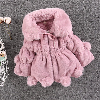 New plush warm winter thickened soft imitation rabbit hair girls small and medium children's hair sweater 2023  explosion