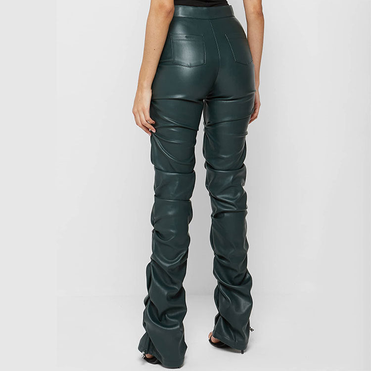 XIANGTUIBAO 20252025 trade women's clothing, 2025 fashion tight PU leather trousers, personalized shrink-down pants women's four-season new models