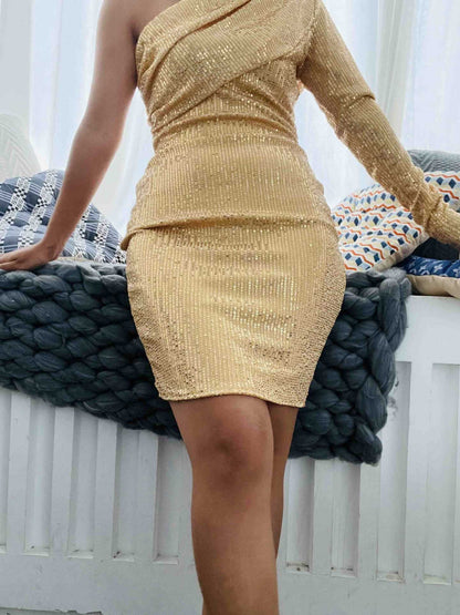 XIANGTUIBAO 2025 New new summer mid-waist mid-length skirt solid color temperament commuter sequins pullover bohemian jumpsuit group