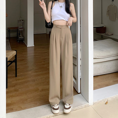 xiangtuibao Suit Pants Wide-Leg Pants Women's Summer High Waist Drooping Slimming Versatile Casual Loose Mop Thin Straight Suit Pants