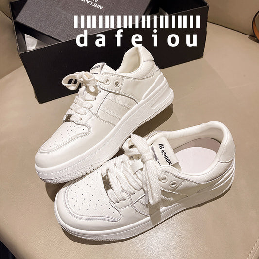 XIANGTUIBAO  Dafeiou Light Fashion Air Force White Shoes Women  Spring New All-Match Lace-up Flat Women's Casual Shoes