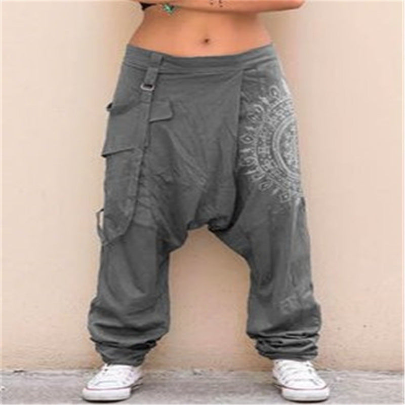 xiangtuibao Cross-Border Foreign Trade  Popular HOTan and NEWn Women's Clothing Printed Casual Drop Crotch Harem Pants